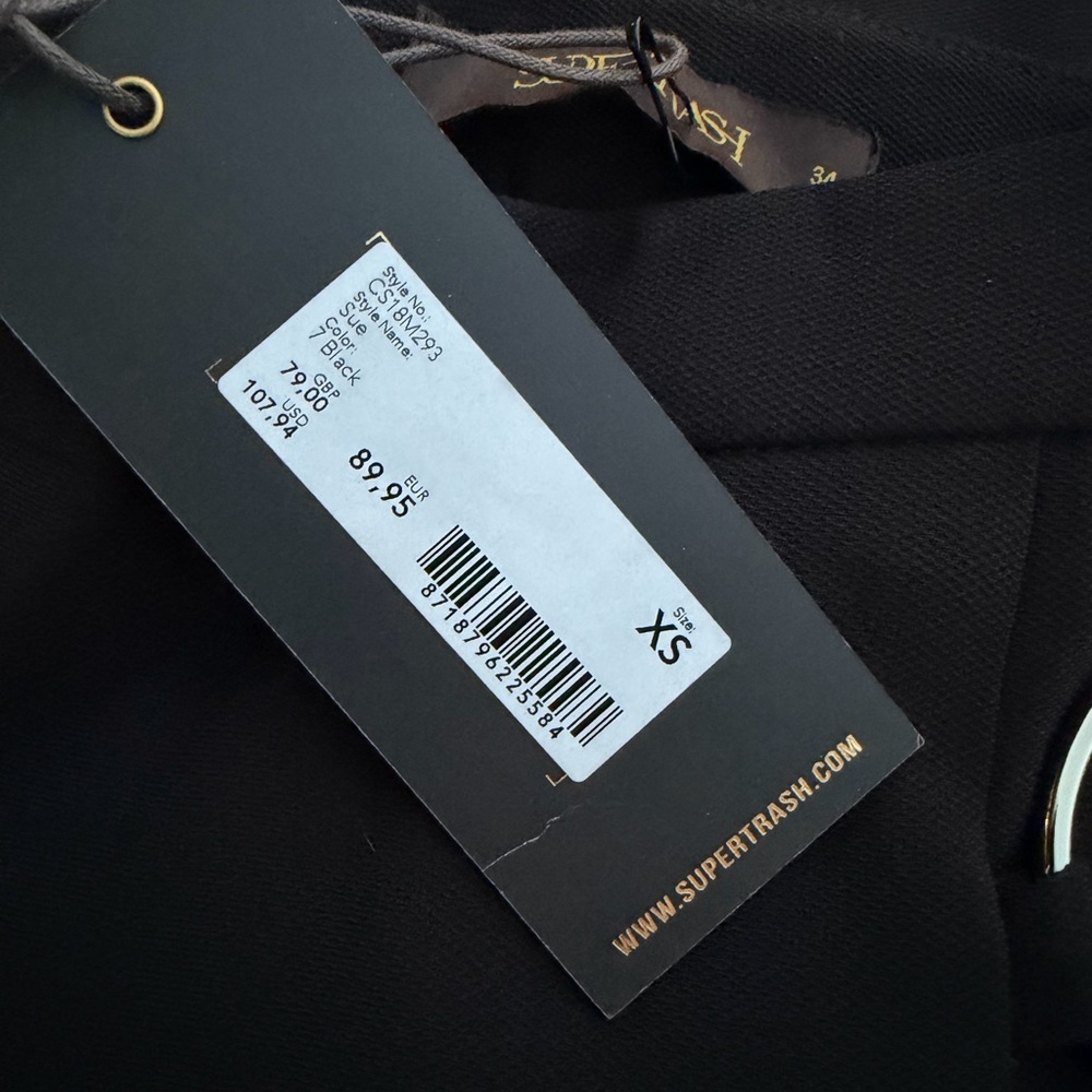 NWT Supertrash Black Top & Skirt Matching Set with Silver Ring Detail Size XS 34 - Picture 5 of 7